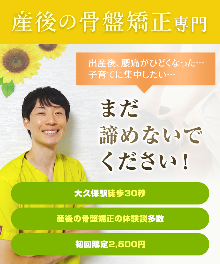 産後の骨盤矯正 出産後、腰痛がひどくなった... 子育てに集中したい.. まだ諦めないでください!